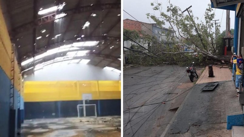 Chuva e ventania causam estragos em Uruburetama, no Ceará